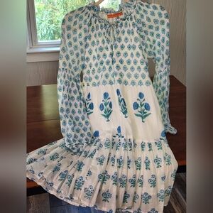 Oliphant Blue and White Floral Dress Like New Size XXS Boho Coastal Free Spirit